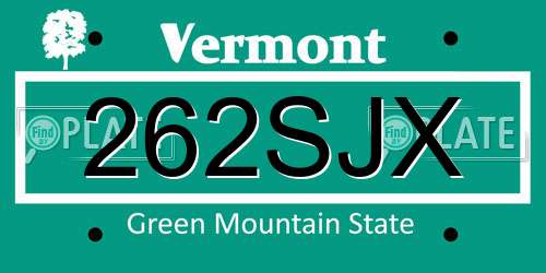 262SJX Vermont License Plate