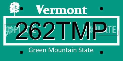 262TMP Vermont License Plate