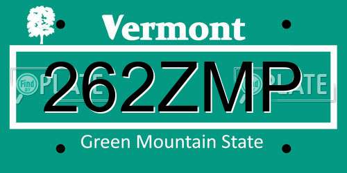 262ZMP Vermont License Plate
