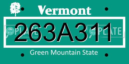 263A311 Vermont License Plate