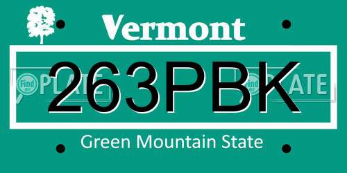 263PBK Vermont License Plate
