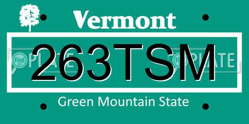 263TSM Vermont License Plate