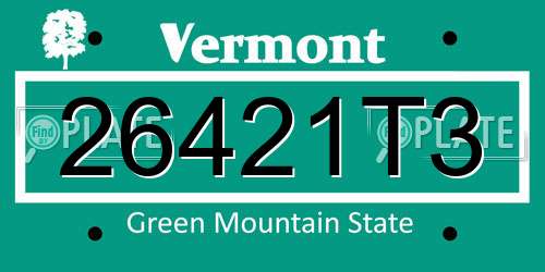 26421T3 Vermont License Plate