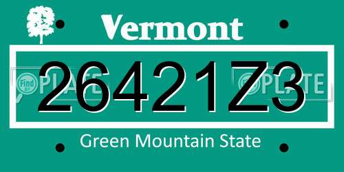 26421Z3 Vermont License Plate