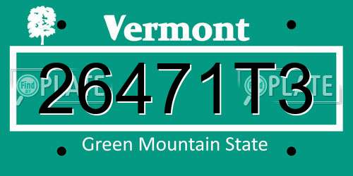 26471T3 Vermont License Plate