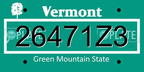 26471Z3 Vermont License Plate