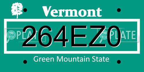 264EZ0 Vermont License Plate