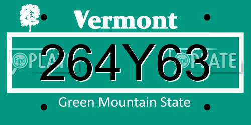264Y63 Vermont License Plate