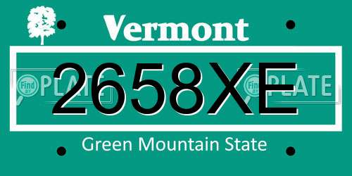 2658XE Vermont License Plate