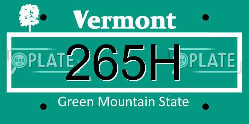 265H Vermont License Plate