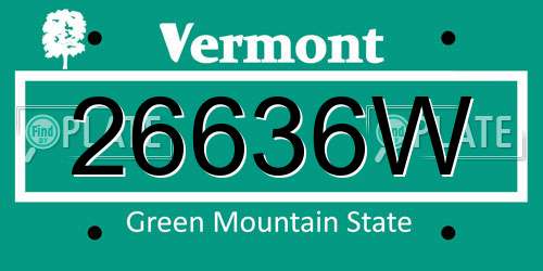 26636W Vermont License Plate