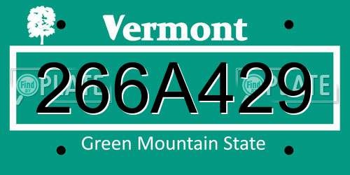 266A429 Vermont License Plate