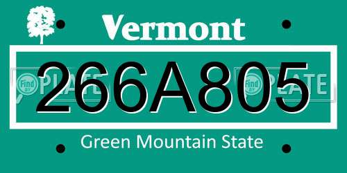 266A805 Vermont License Plate
