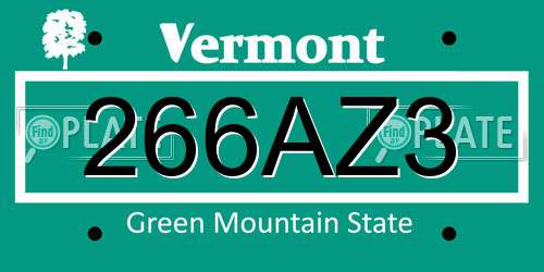 266AZ3 Vermont License Plate