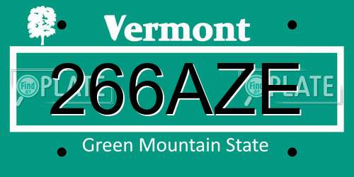 266AZE Vermont License Plate