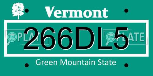 266DL5 Vermont License Plate