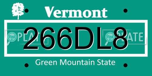 266DL8 Vermont License Plate