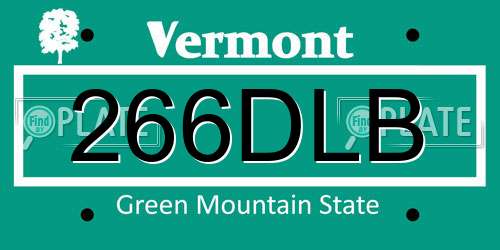266DLB Vermont License Plate