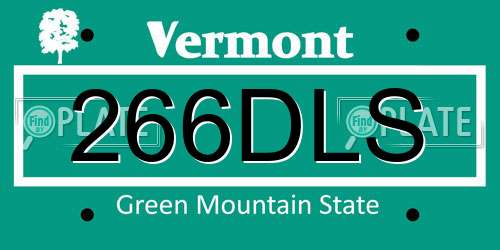 266DLS Vermont License Plate