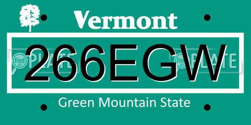 266EGW Vermont License Plate