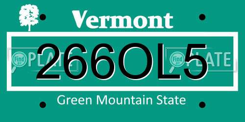 266OL5 Vermont License Plate