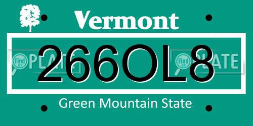 266OL8 Vermont License Plate