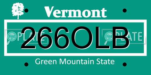 266OLB Vermont License Plate