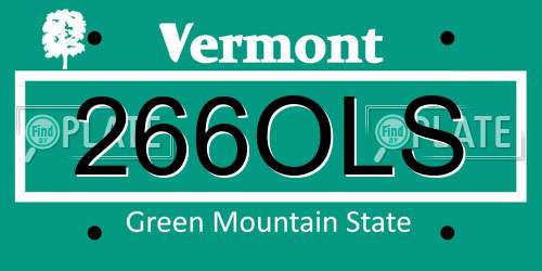 266OLS Vermont License Plate