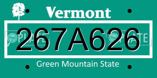 267A626 Vermont License Plate