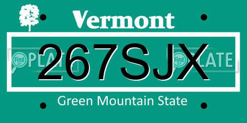 267SJX Vermont License Plate