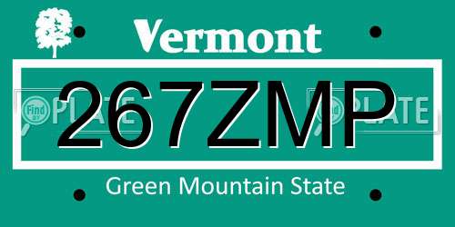 267ZMP Vermont License Plate