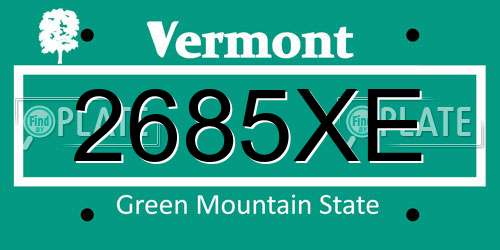 2685XE Vermont License Plate