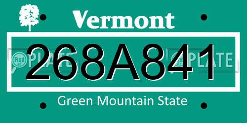 268A841 Vermont License Plate