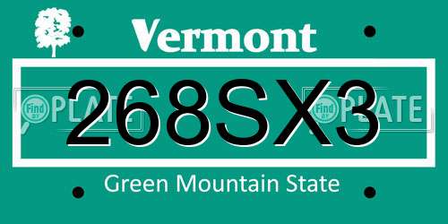 268SX3 Vermont License Plate