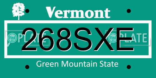 268SXE Vermont License Plate