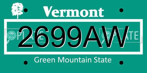 2699AW Vermont License Plate