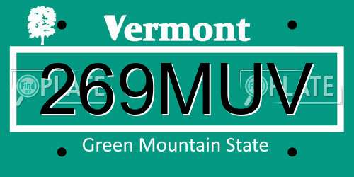 269MUV Vermont License Plate