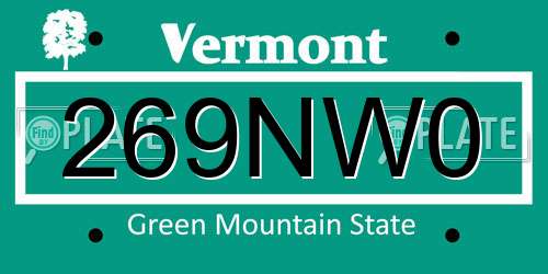 269NW0 Vermont License Plate