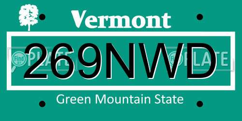 269NWD Vermont License Plate