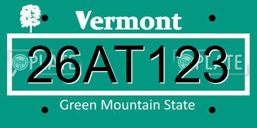 26AT123 Vermont License Plate
