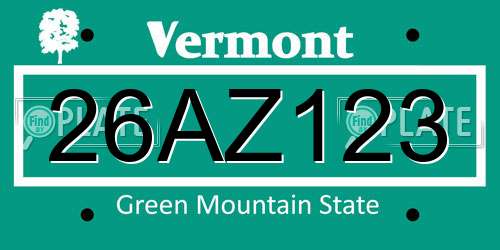 26AZ123 Vermont License Plate