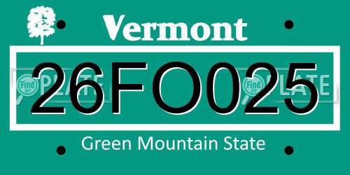 26FO025 Vermont License Plate