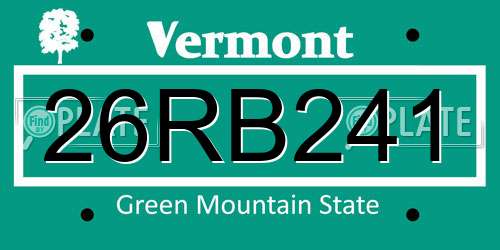 26RB241 Vermont License Plate
