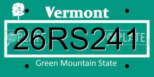 26RS241 Vermont License Plate