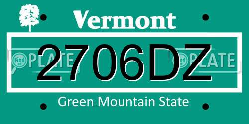 2706DZ Vermont License Plate
