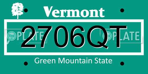 2706QT Vermont License Plate