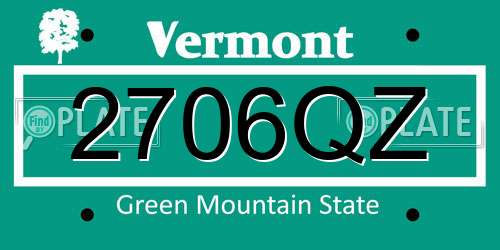 2706QZ Vermont License Plate