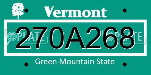 270A268 Vermont License Plate