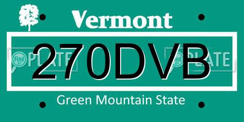 270DVB Vermont License Plate