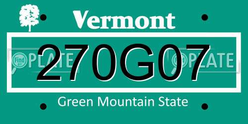 270G07 Vermont License Plate